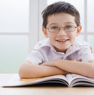 Boy reading book