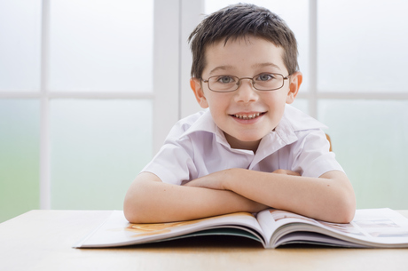 Boy reading book