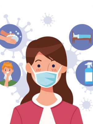 woman-using-face-mask-with-covid19-set-icons_18591-65535